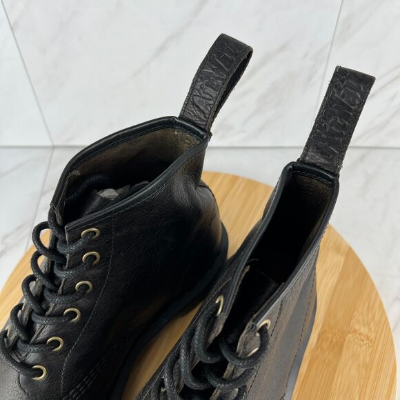 Dr. Doc Martens 101 Harvest Mens Size 9 Black Leather Combat Moto Boots Shoes - Picture 8 of 9